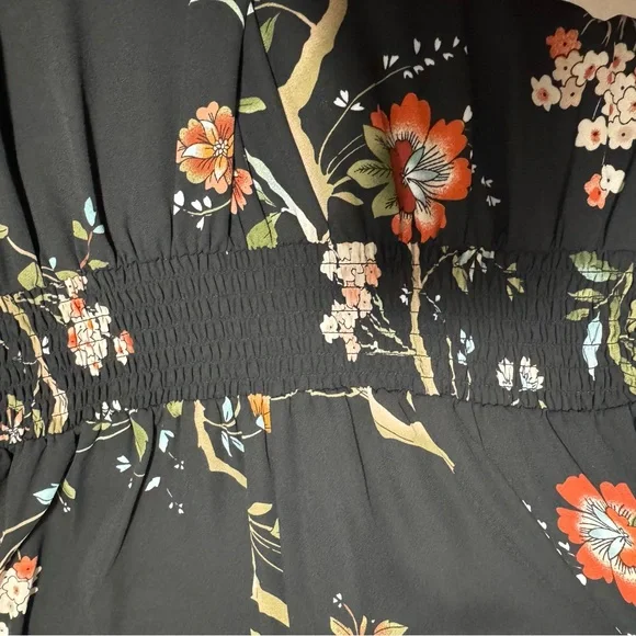 Nanette Lepore Dark Floral Hi-Low Puff Sleeve Dress 2 Whimsigoth Bloomcore Black - Picture 6 of 13